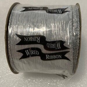 Silver Wired Ribbon 2 1/4"W 5yds New
